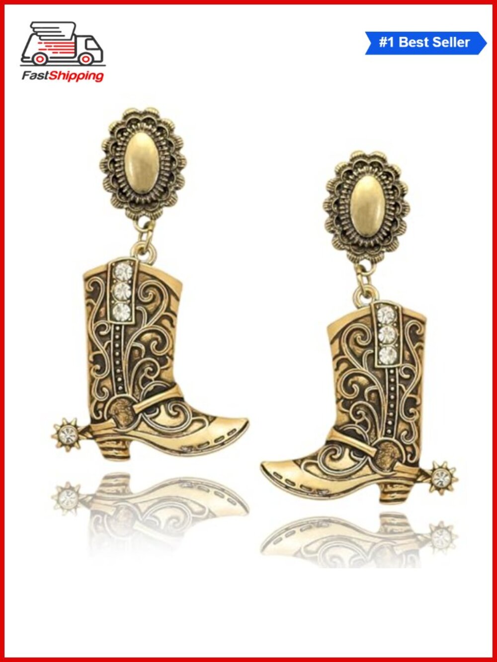 ✨ Western Cowgirl Boots Texas Spur Dangle Drop Earrings Rodeo Boho Fancy Dress
